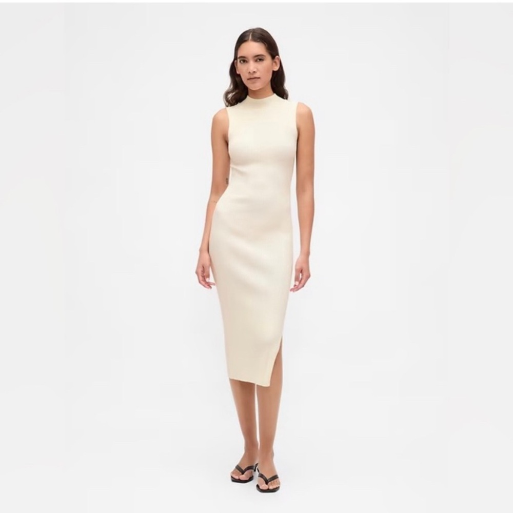 GAP Sleeveless Cream Midi Dress with Side Slit